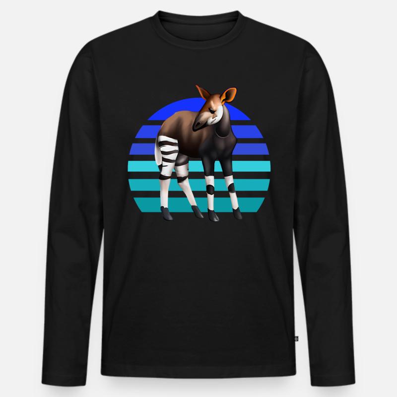 Süßes Okapi - Männer Premium Bio Langarmshirt - Schwarz