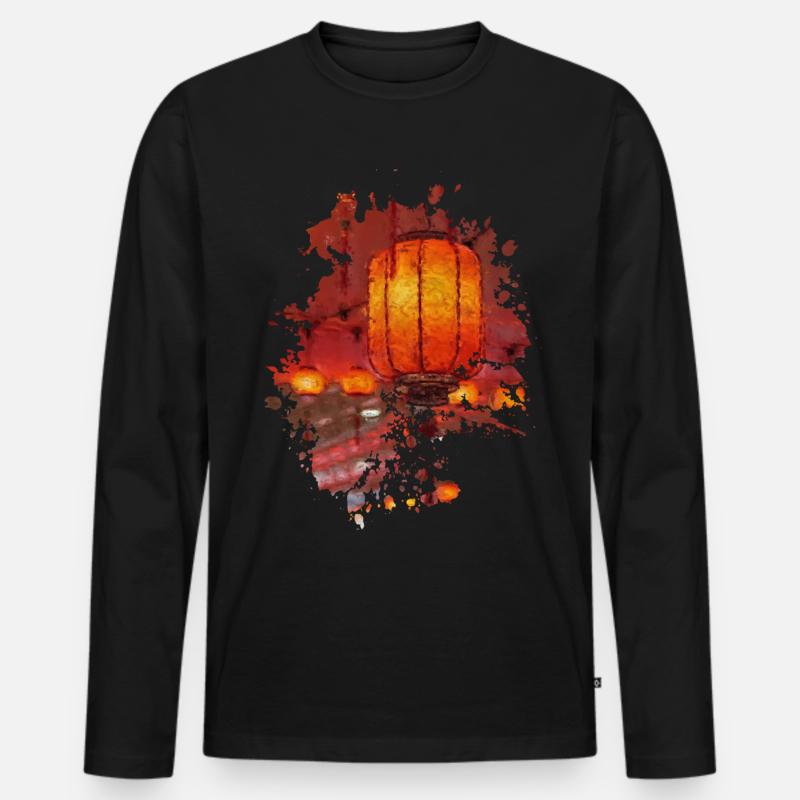 Lampion - Männer Premium Bio Langarmshirt - Schwarz