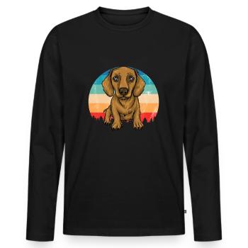 Dachshund Geschenk Dixie Wiener Doxie Dackel - Männer Premium Bio Langarmshirt - Schwarz - Vorne - Nico (187cm)