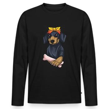 Dachshund Geschenk Dixie Wiener Doxie Dackel - Männer Premium Bio Langarmshirt - Schwarz - Vorne - Nico (187cm)