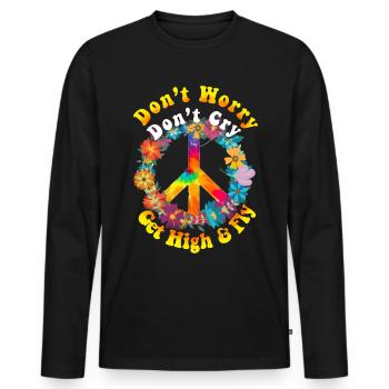 Hippy - Men's Premium Organic Long Sleeve Shirt - black - Front - Nico (187cm)