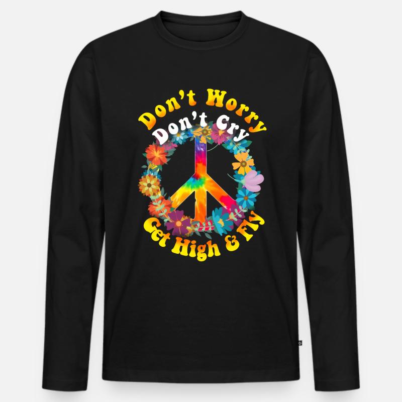 Hippie - Männer Premium Bio Langarmshirt - Schwarz