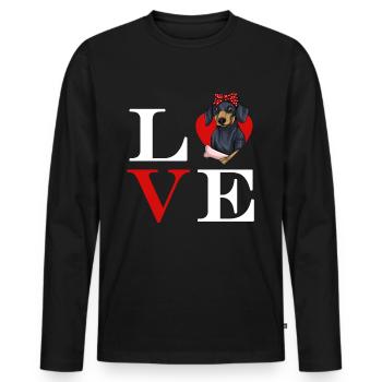 Dachshund Gift Dixie Viennese Doxie Dachshund - Men's Premium Organic Long Sleeve Shirt - black - Front - Nico (187cm)