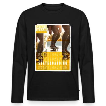 Skateboarding Skate Skater Skateboard Sk8 Vintage - Men's Premium Organic Long Sleeve Shirt - black - Front - Nico (187cm)