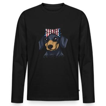 Dachshund Geschenk Dixie Wiener Doxie Dackel - Männer Premium Bio Langarmshirt - Schwarz - Vorne - Nico (187cm)