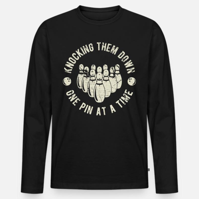 Bowling - Männer Premium Bio Langarmshirt - Schwarz