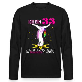 Pferd macht Kopfstand als Yoga-Pose - Männer Premium Bio Langarmshirt - Schwarz - Vorne - Nico (187cm)
