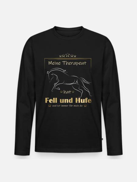 Therapeut Pferd Gold - Männer Premium Bio Langarmshirt - Schwarz