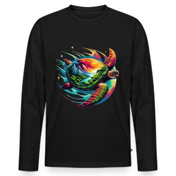 Galactic turtle design for conservation - Men's Premium Organic Long Sleeve Shirt - black - Front - Nico (187cm)
