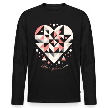 Modernes Liebesdesign: 'Liebe in jeder Form' - Männer Premium Bio Langarmshirt - Schwarz - Vorne - Nico (187cm)