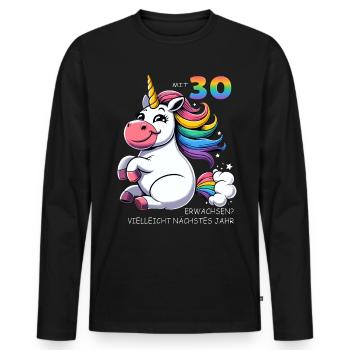 30. Geburtstag Lustiges Einhorn Motiv - Männer Premium Bio Langarmshirt - Schwarz - Vorne - Nico (187cm)