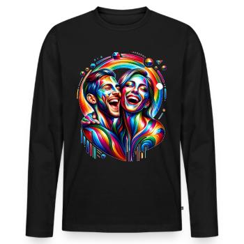 Freudenstrahlen - Rays of Joy - Männer Premium Bio Langarmshirt - Schwarz - Vorne - Nico (187cm)
