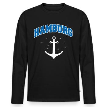 Hamburg Hanseatic City North German Low German - Men's Premium Organic Long Sleeve Shirt - black - Front - Nico (187cm)