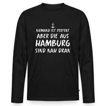 Hamburg Hanseatic City North German Low German - Men's Premium Organic Long Sleeve Shirt - black - Front - Nico (187cm)