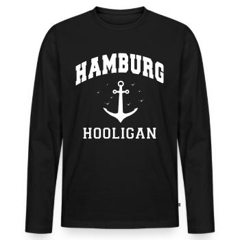 Hamburg Hanseatic City North German Low German - Men's Premium Organic Long Sleeve Shirt - black - Front - Nico (187cm)