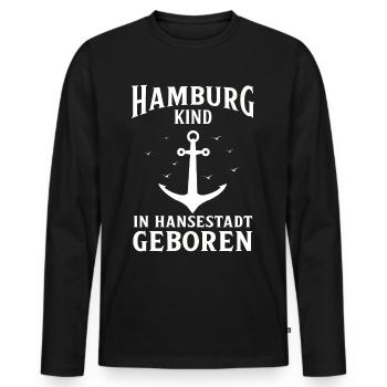 Hamburg Hanseatic City North German Low German - Men's Premium Organic Long Sleeve Shirt - black - Front - Nico (187cm)