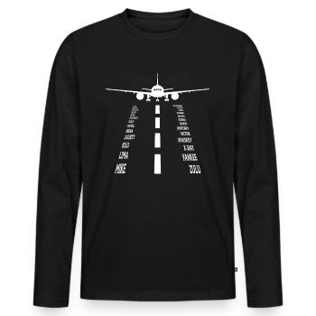 Flugzeug Tshirt Herren Helikopter Pilot Flieger - Männer Premium Bio Langarmshirt - Schwarz - Vorne - Nico (187cm)