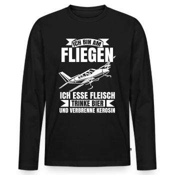 Airplane Tshirt Men's Helicopter Pilot Airplane - Men's Premium Organic Long Sleeve Shirt - black - Front - Nico (187cm)