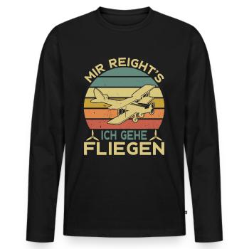 Airplane Tshirt Men's Helicopter Pilot Airplane - Men's Premium Organic Long Sleeve Shirt - black - Front - Nico (187cm)