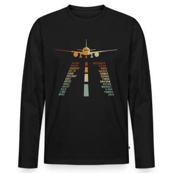 Airplane Tshirt Men's Helicopter Pilot Airplane - Men's Premium Organic Long Sleeve Shirt - black - Front - Nico (187cm)