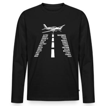 Airplane Tshirt Men's Helicopter Pilot Airplane - Men's Premium Organic Long Sleeve Shirt - black - Front - Nico (187cm)