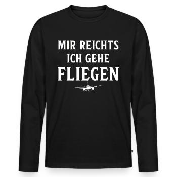 Airplane Tshirt Men's Helicopter Pilot Airplane - Men's Premium Organic Long Sleeve Shirt - black - Front - Nico (187cm)