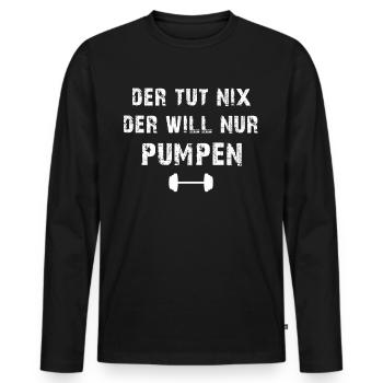 T-shirt de gymnastique drôle de remise en forme Gym d’entraînement - T-shirt manches longues Premium bio Homme - noir - Devant - Nico (187cm)