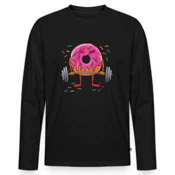 Gym Tshirt Lustig Fitness Workout Fitnessstudio - Männer Premium Bio Langarmshirt - Schwarz - Vorne - Nico (187cm)