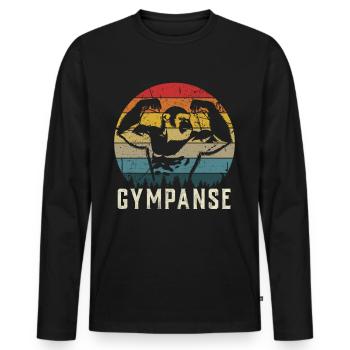 Tshirt de gymnastique drôle fitness entraînement gym - T-shirt manches longues Premium bio Homme - noir - Devant - Nico (187cm)