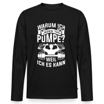 T-shirt de gymnastique drôle de remise en forme Gym d’entraînement - T-shirt manches longues Premium bio Homme - noir - Devant - Nico (187cm)