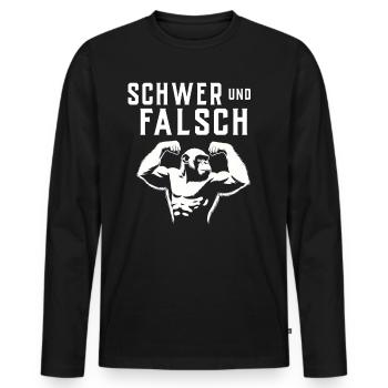 T-shirt de gymnastique drôle de remise en forme Gym d’entraînement - T-shirt manches longues Premium bio Homme - noir - Devant - Nico (187cm)
