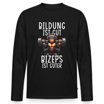 Gym Tshirt Lustig Fitness Workout Fitnessstudio - Männer Premium Bio Langarmshirt - Schwarz - Vorne - Nico (187cm)