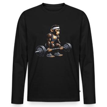 Gym Tshirt Lustig Fitness Workout Fitnessstudio - Männer Premium Bio Langarmshirt - Schwarz - Vorne - Nico (187cm)