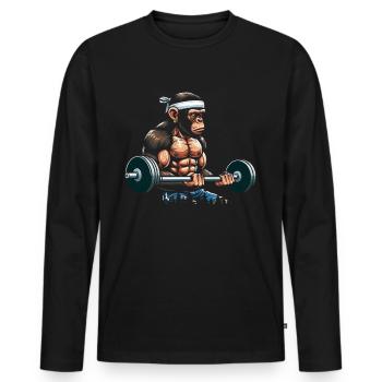 Tshirt de gymnastique drôle fitness entraînement gym - T-shirt manches longues Premium bio Homme - noir - Devant - Nico (187cm)