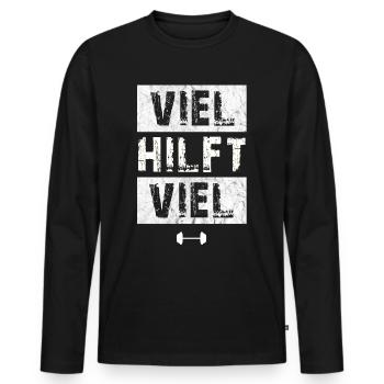 Gym Tshirt Lustig Fitness Workout Fitnessstudio - Männer Premium Bio Langarmshirt - Schwarz - Vorne - Nico (187cm)
