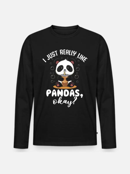 Panda Panda Bear Funny - Men's Premium Organic Long Sleeve Shirt - black