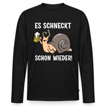Es schneckt schon wieder - Männer Premium Bio Langarmshirt - Schwarz - Vorne - Nico (187cm)