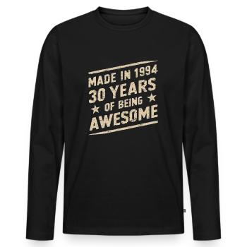Fabriqué en 1994 30 ans d’être génial - T-shirt manches longues Premium bio Homme - noir - Devant - Nico (187cm)