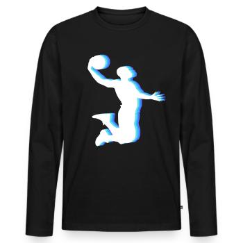 Basketball Tshirt B-Ball Dunking Rebound Spieler - Männer Premium Bio Langarmshirt - Schwarz - Vorne - Nico (187cm)