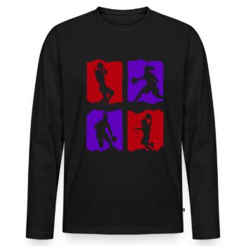 Basketball Tshirt B-Ball Dunking Rebound Spieler - Männer Premium Bio Langarmshirt - Schwarz - Vorne - Nico (187cm)