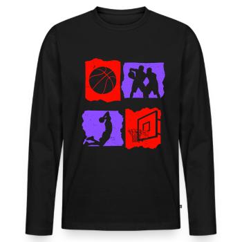 Basketball Tshirt B-Ball Dunking Rebound Spieler - Männer Premium Bio Langarmshirt - Schwarz - Vorne - Nico (187cm)