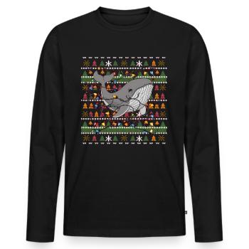 Whale Ugly Christmas Christmas Xmas Santa Claus - Men's Premium Organic Long Sleeve Shirt - black - Front - Nico (187cm)