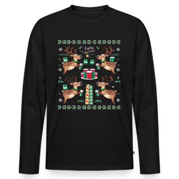 Bier Weihnachten Christmas Xmas Saufen Rentier - Männer Premium Bio Langarmshirt - Schwarz - Vorne - Nico (187cm)