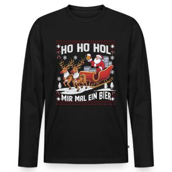 Bier Ugly Christmas Weihnachten Xmas Santa Claus - Männer Premium Bio Langarmshirt - Schwarz - Vorne - Nico (187cm)
