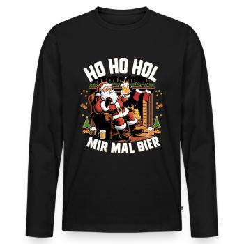 Bier Ugly Christmas Weihnachten Xmas Santa Claus - Männer Premium Bio Langarmshirt - Schwarz - Vorne - Nico (187cm)