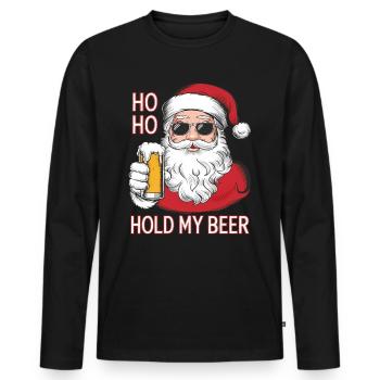 Bier Ugly Christmas Weihnachten Xmas Santa Claus - Männer Premium Bio Langarmshirt - Schwarz - Vorne - Nico (187cm)
