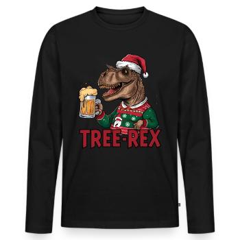 Dino Trex Ugly Christmas Weihnachten Xmas Bier - Männer Premium Bio Langarmshirt - Schwarz - Vorne - Nico (187cm)