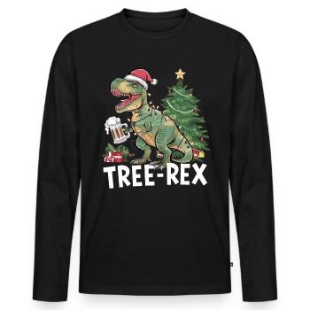 Dino Trex Ugly Christmas Weihnachten Xmas Bier - Männer Premium Bio Langarmshirt - Schwarz - Vorne - Nico (187cm)