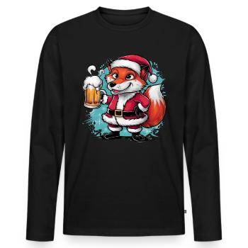 Fuchs fox Ugly Christmas Weihnachten Xmas Bier - Männer Premium Bio Langarmshirt - Schwarz - Vorne - Nico (187cm)
