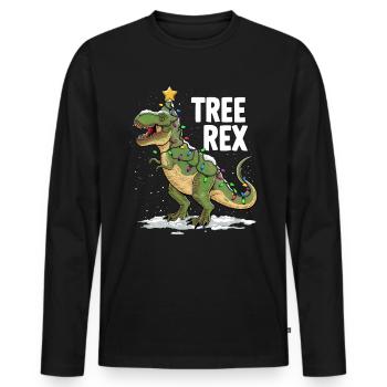 Dino Trex Ugly Christmas Weihnachten Xmas Bier - Männer Premium Bio Langarmshirt - Schwarz - Vorne - Nico (187cm)